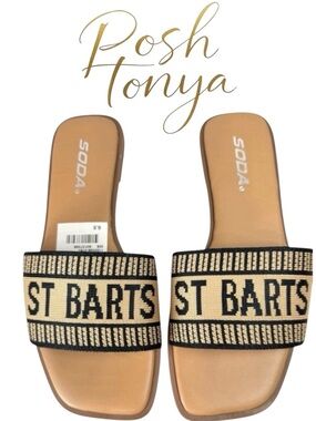 Soda St. Barts Square Toe Pool Slides Size 6.5 Coastal Resort
